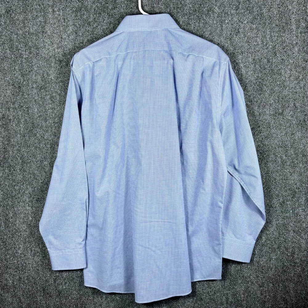 Ralph Lauren Mens Blue Gingham Slim Fit Non Iron Dress Shirt 17 34 35 - Picture 4 of 7